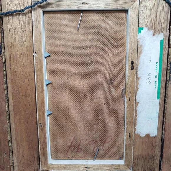 Vintage Oil Painting on Wood Panel Framed Velvet by Elio Small 3" × 6" - Picture 8 of 10